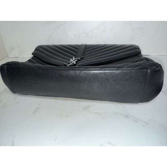 Saint Laurent College Large Matelassé Black Leather Shoulder Bag - Picture 13 of 13